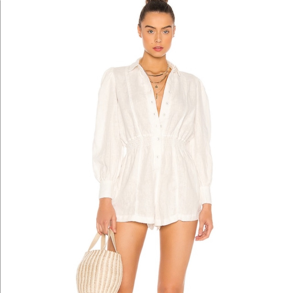 Weworewhat- Button Up Romper in White